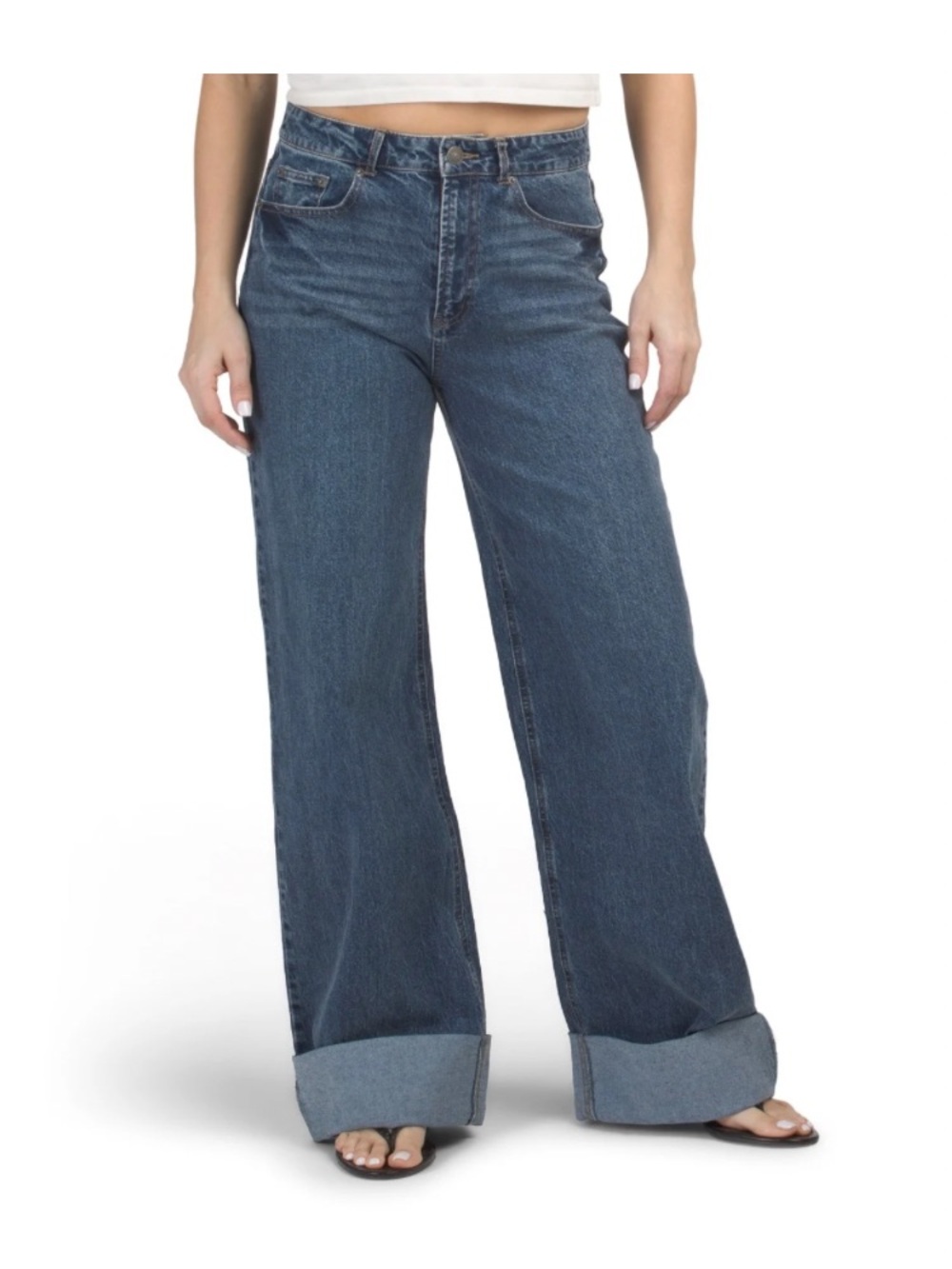 Steve Madden Dark Blue High-Rise Wide Leg Jeans - Picture 1 of 2